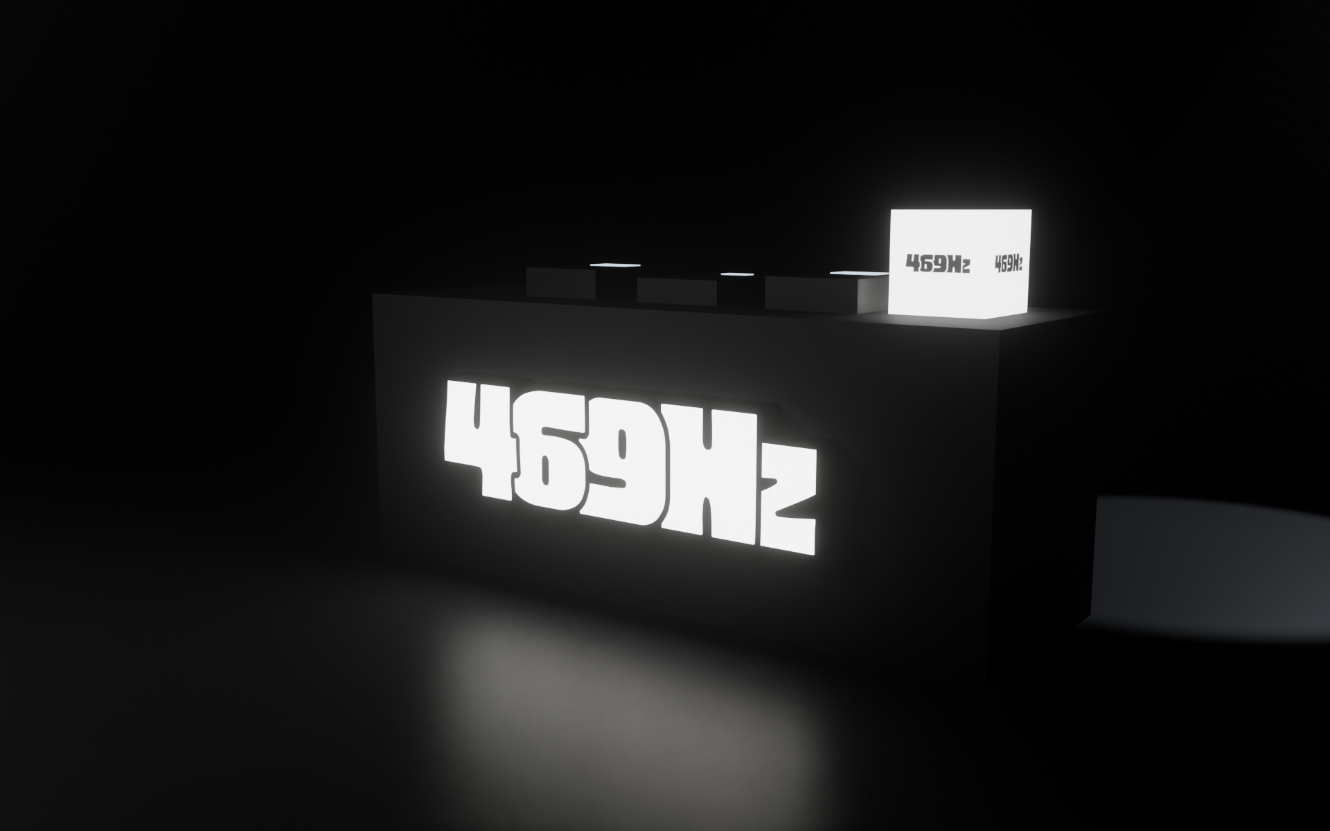 3D study of a DJ booth with an illuminated 469Hz logo
